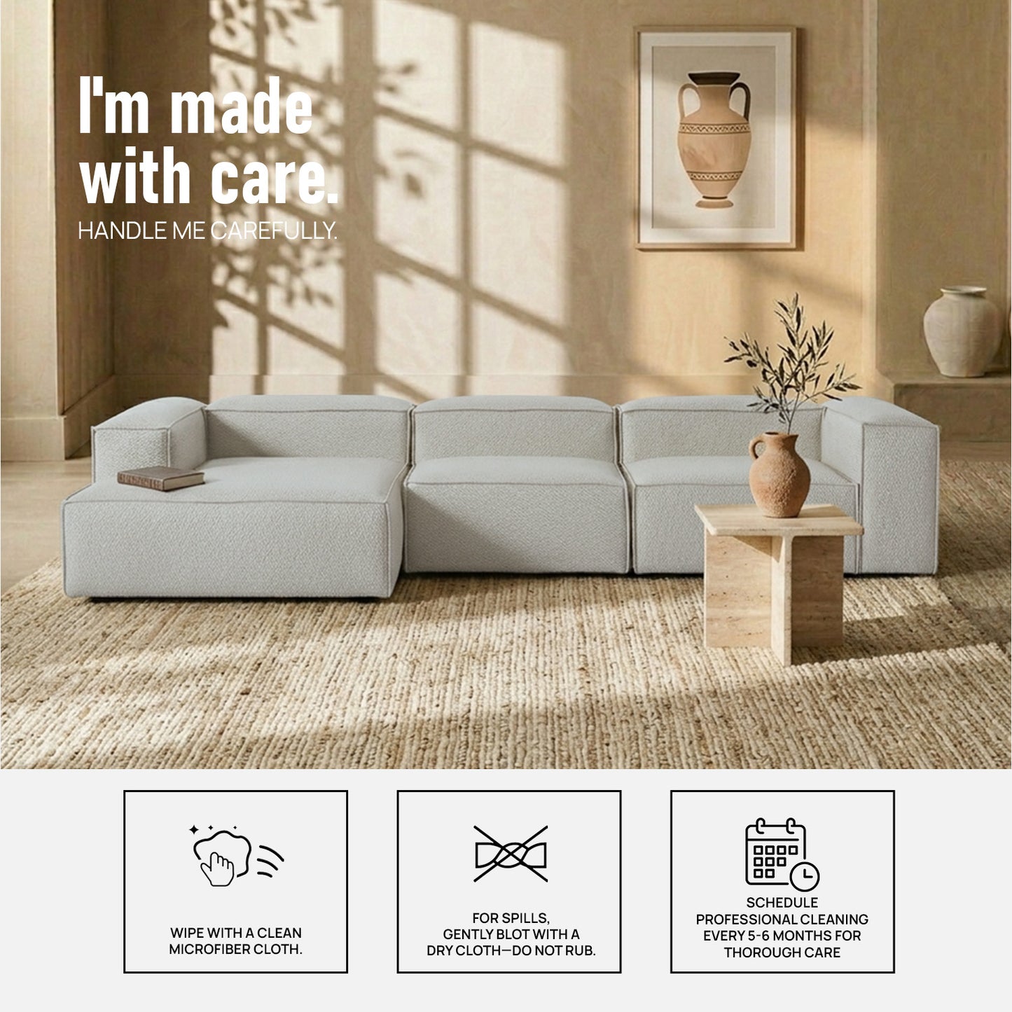 ElegantEdge 3 Seater Dark Grey L Shaped Sofa