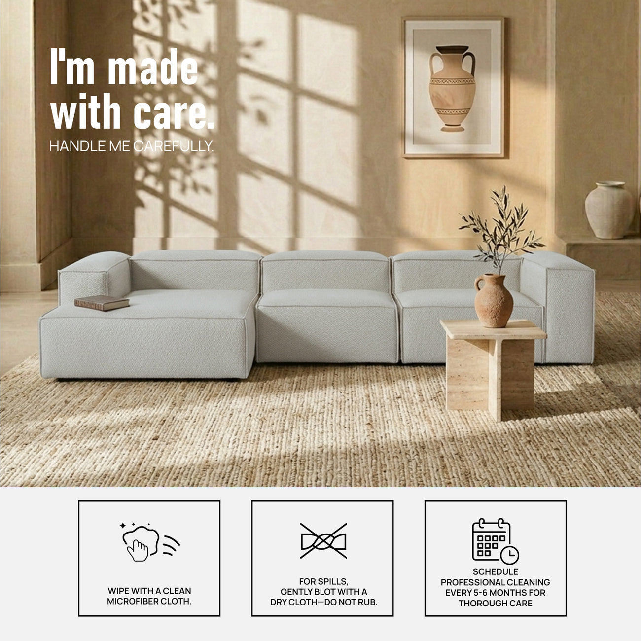 ElegantEdge 3 Seater Dark Grey L Shaped Sofa