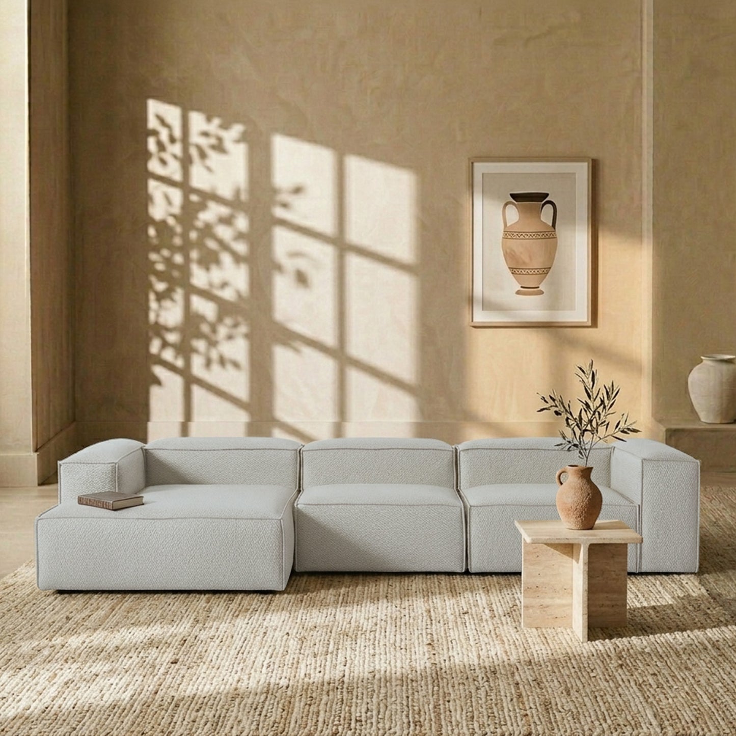 ElegantEdge 3 Seater Dark Grey L Shaped Sofa