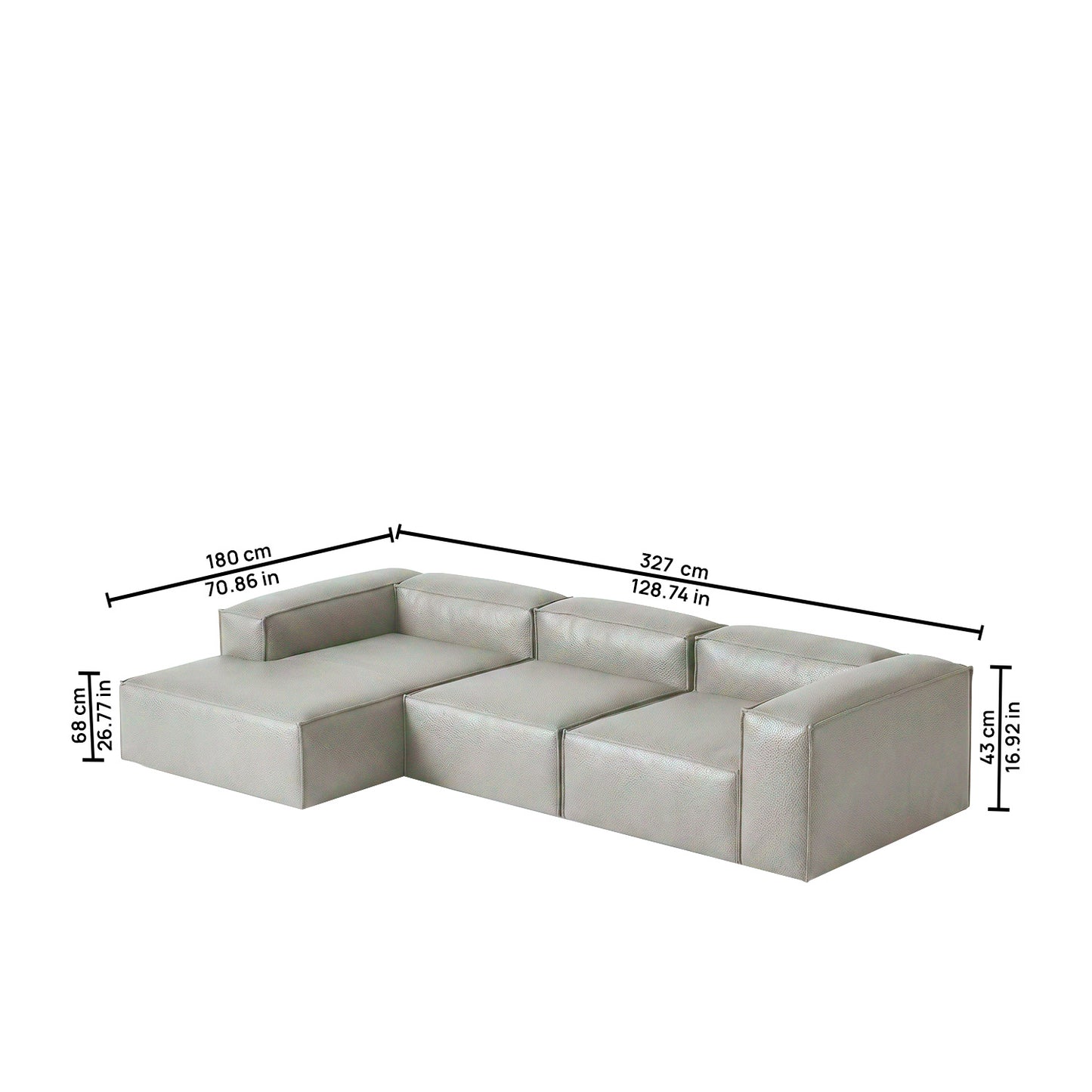 ElegantEdge 3 Seater Dark Grey L Shaped Sofa