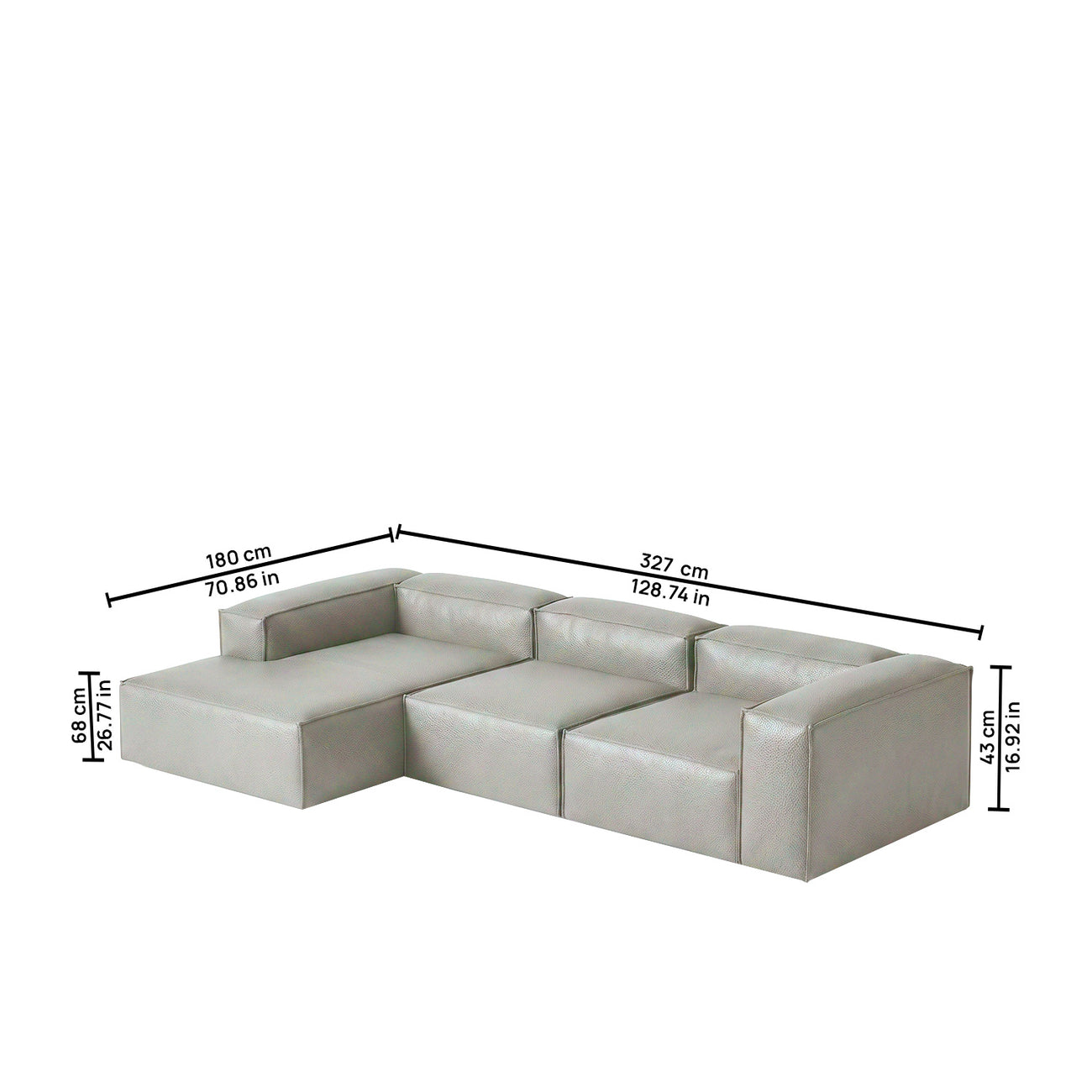 ElegantEdge 3 Seater Dark Grey L Shaped Sofa
