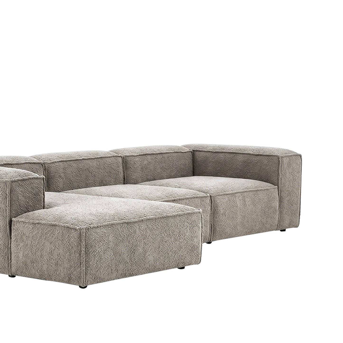 ElegantEdge 3 Seater Boucle Grey L Shaped Sofa