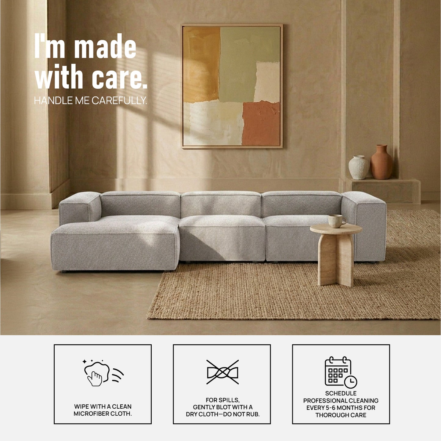 ElegantEdge 3 Seater Olive Green L Shaped Sofa