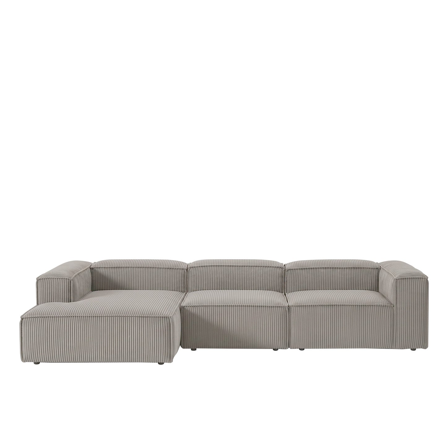 ElegantEdge 3 Seater Corduroy Grey L Shaped Sofa