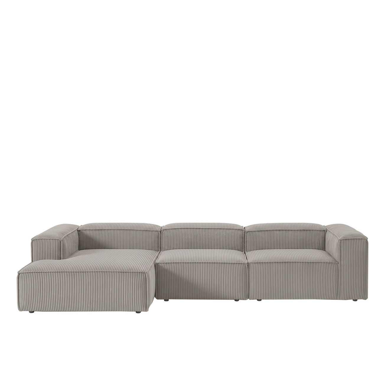 ElegantEdge 3 Seater Corduroy Grey L Shaped Sofa