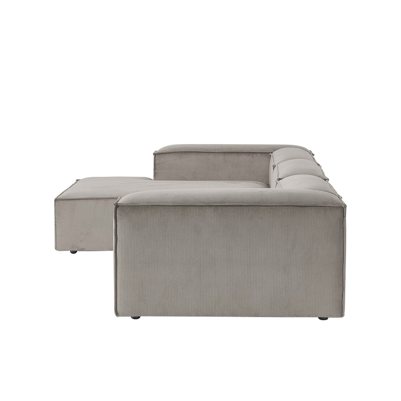 ElegantEdge 3 Seater Corduroy Grey L Shaped Sofa