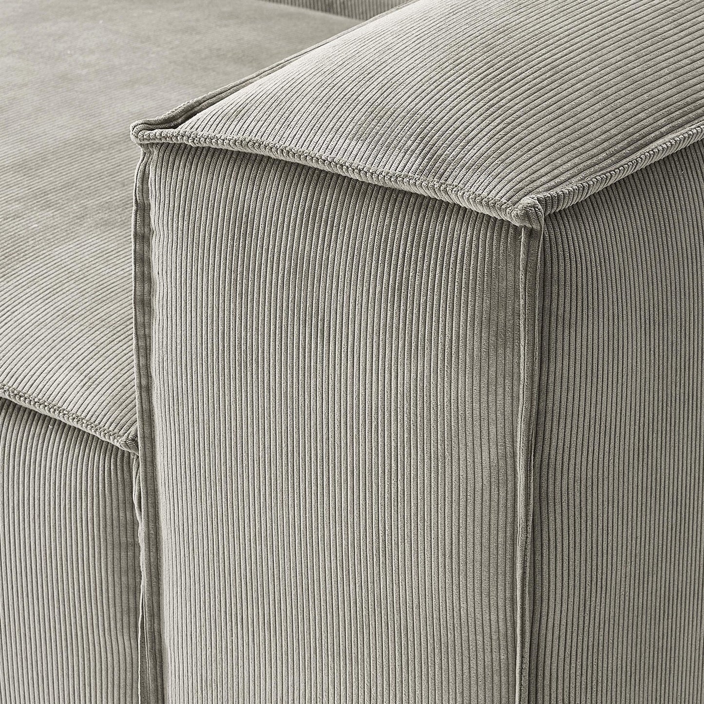 ElegantEdge 3 Seater Corduroy Grey L Shaped Sofa