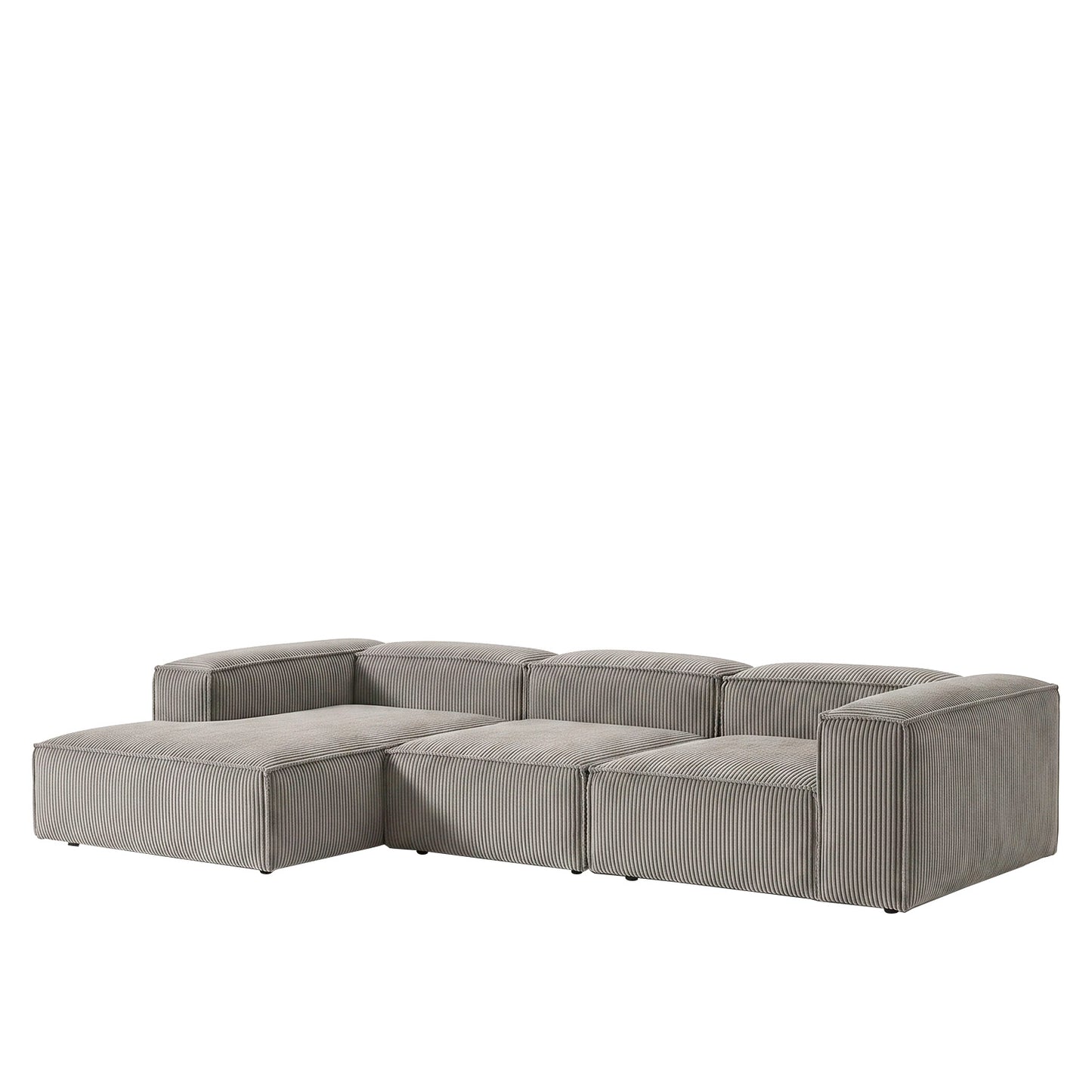 ElegantEdge 3 Seater Corduroy Grey L Shaped Sofa