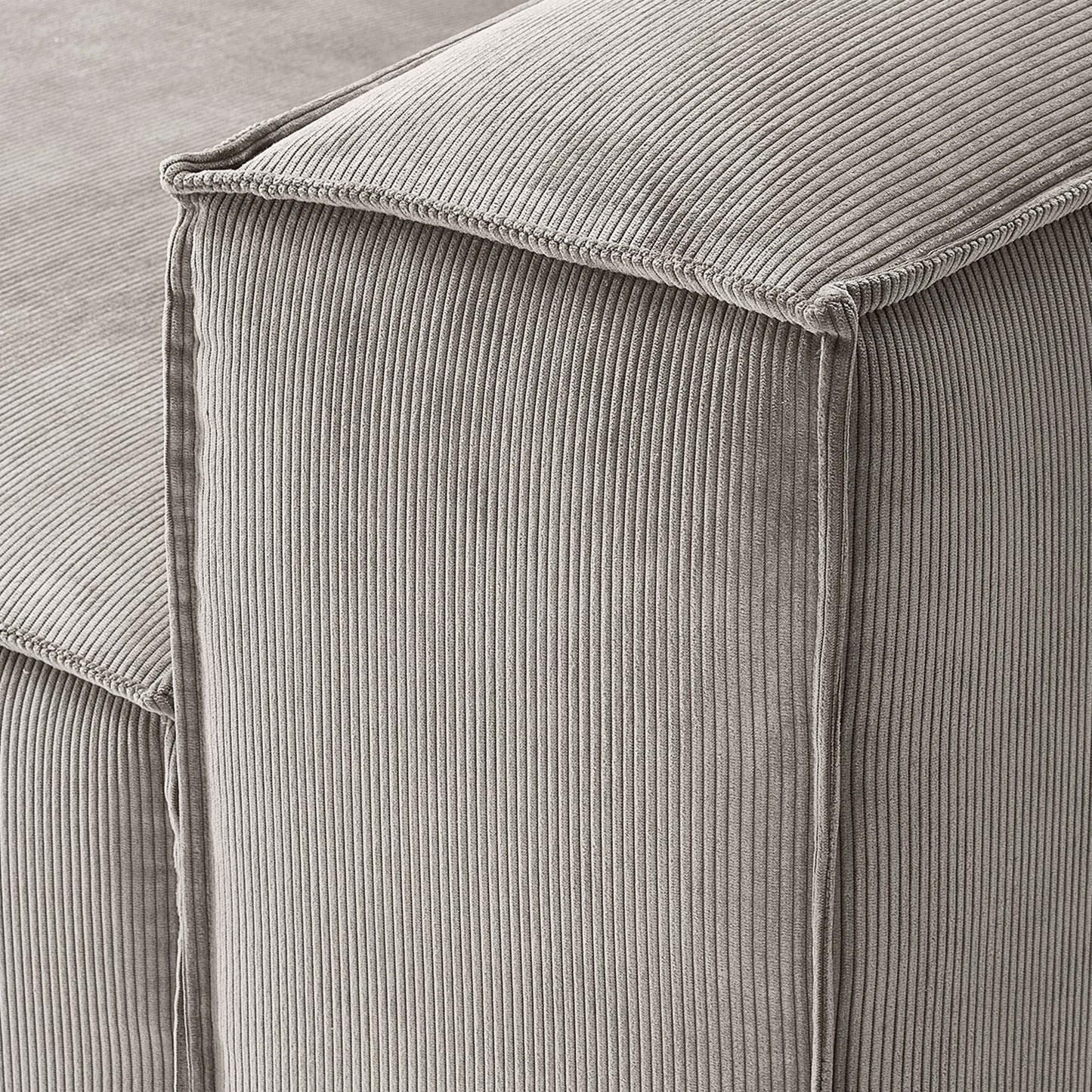 ElegantEdge 3 Seater Corduroy Grey L Shaped Sofa