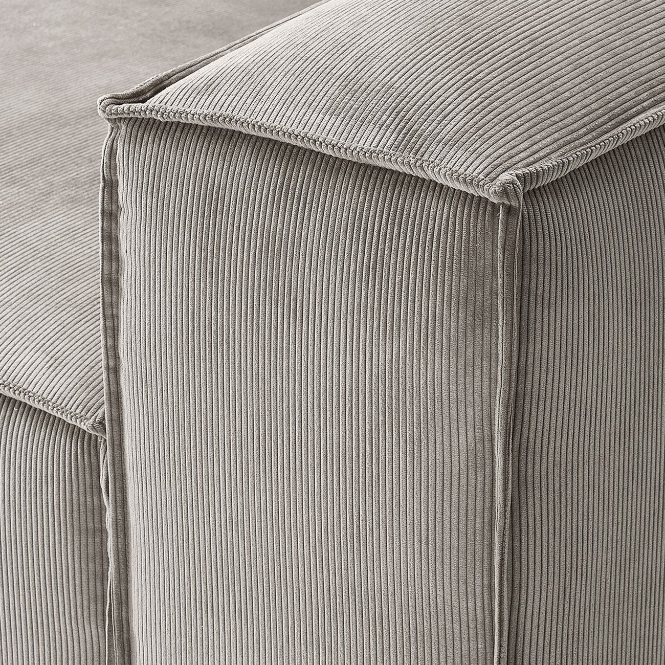 ElegantEdge 3 Seater Corduroy Grey L Shaped Sofa