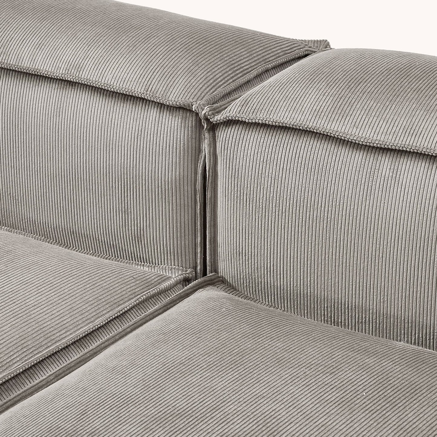 ElegantEdge 3 Seater Corduroy Grey L Shaped Sofa