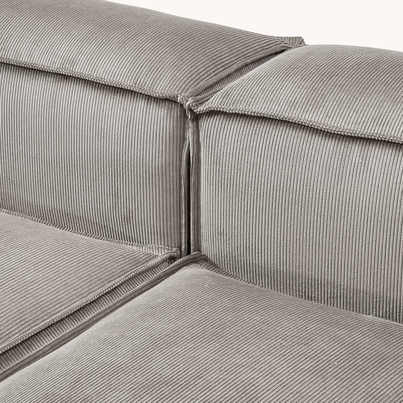 ElegantEdge 3 Seater Corduroy Grey L Shaped Sofa