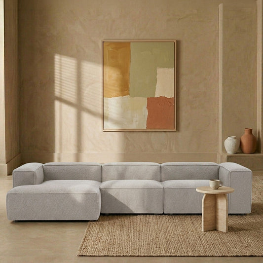 ElegantEdge 3 Seater Grey L Shaped Sofa