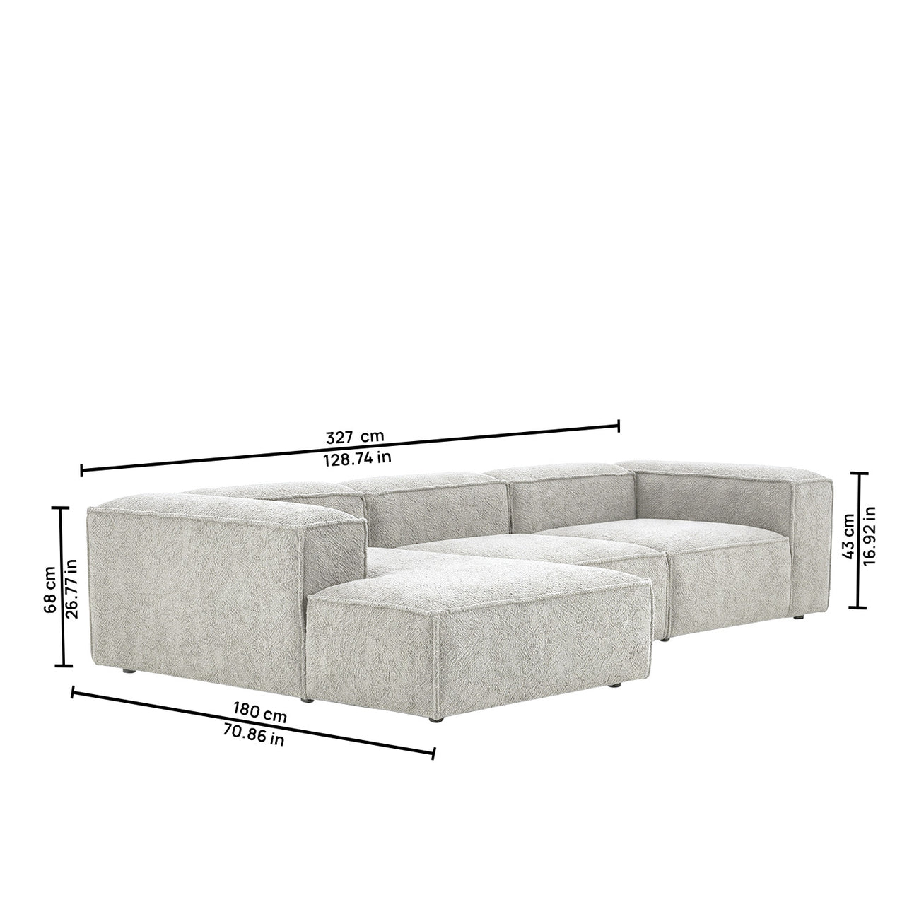 ElegantEdge 3 Seater Mouse Grey L Shaped Sofa
