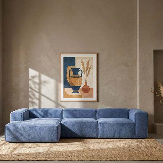 ElegantEdge 3 Seater Navy Blue L Shaped Sofa