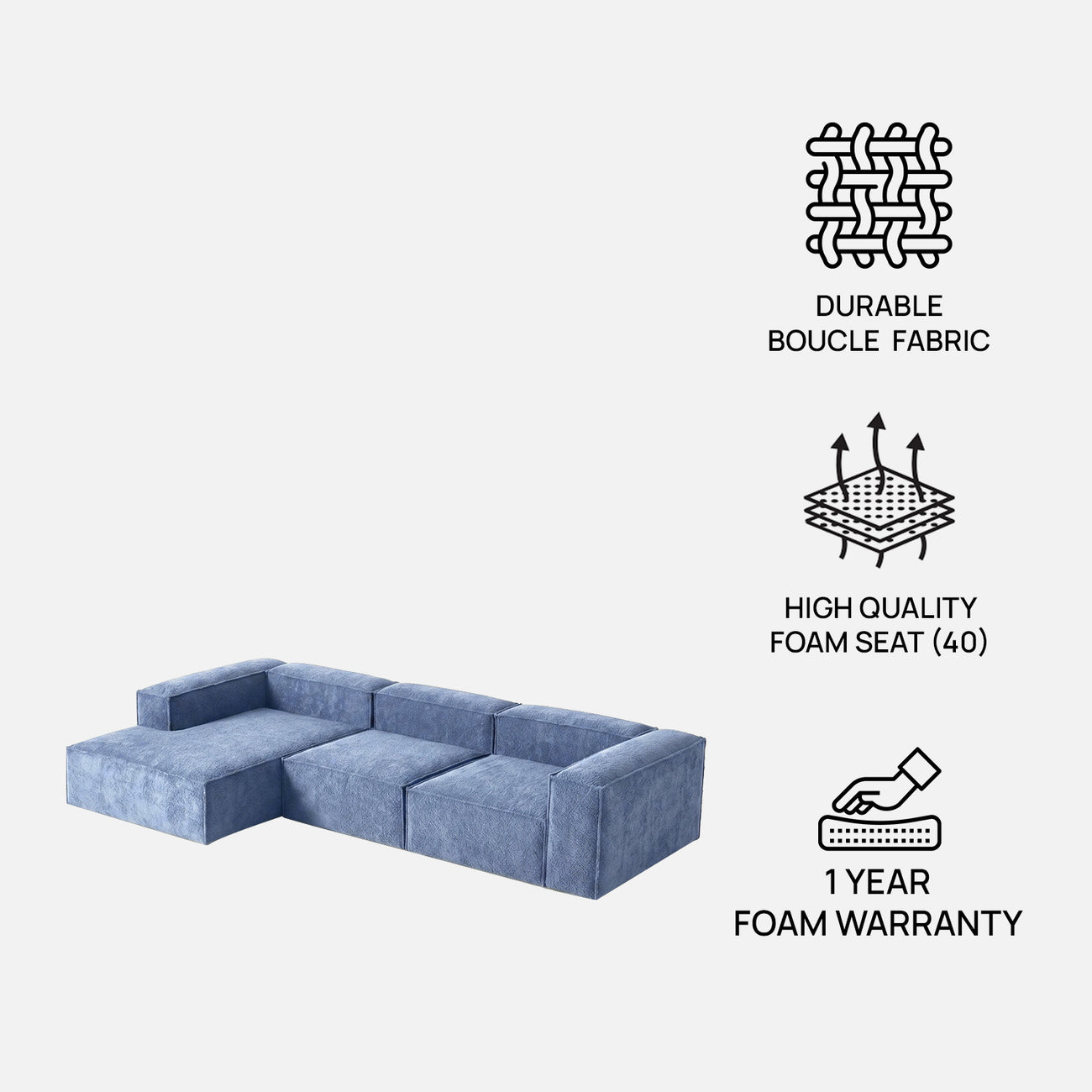 ElegantEdge 3 Seater Navy Blue L Shaped Sofa