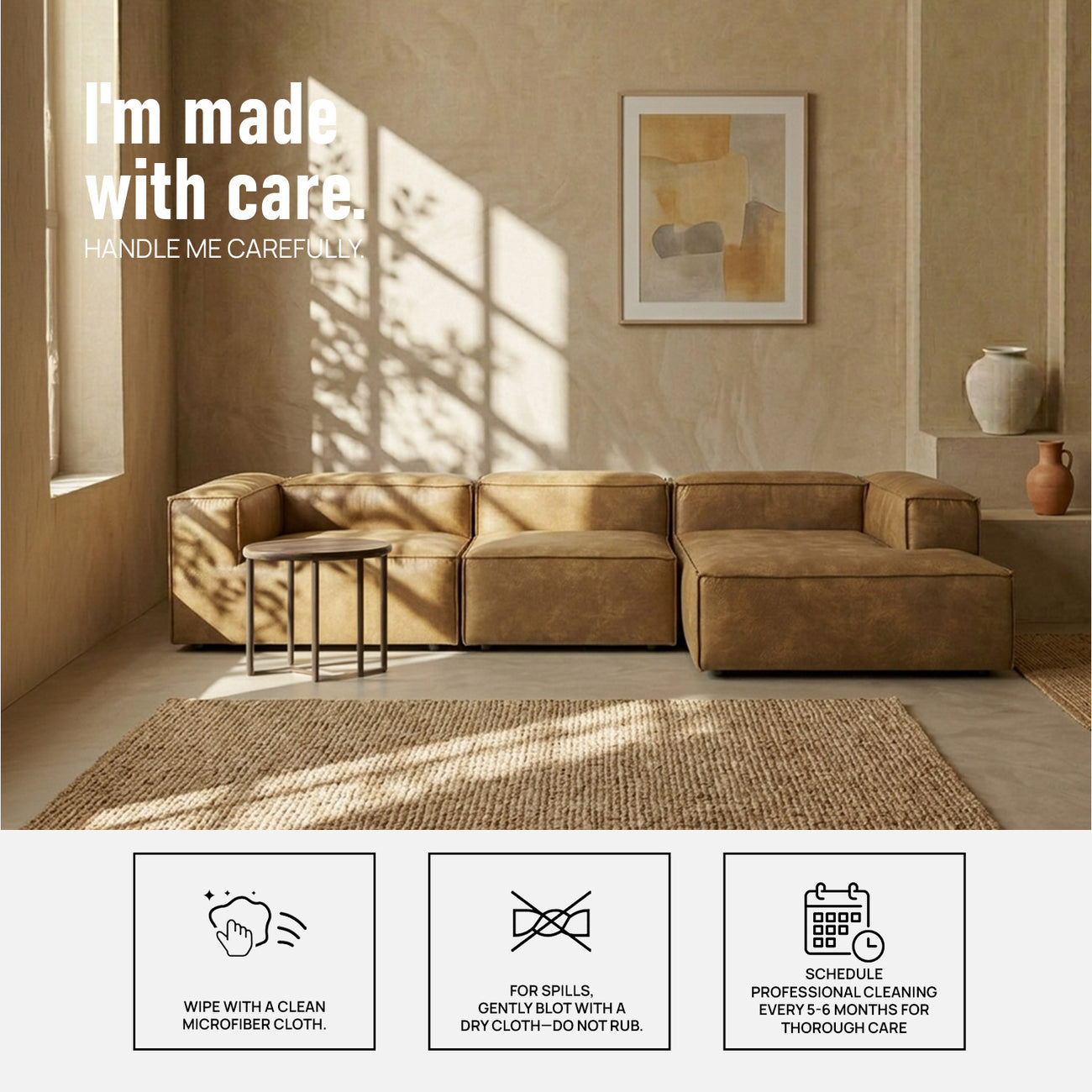 ElegantEdge 3 Seater Faux Leather L Shaped Sofa