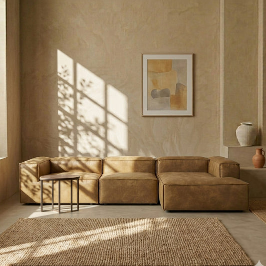 ElegantEdge 3 Seater Faux Leather L Shaped Sofa