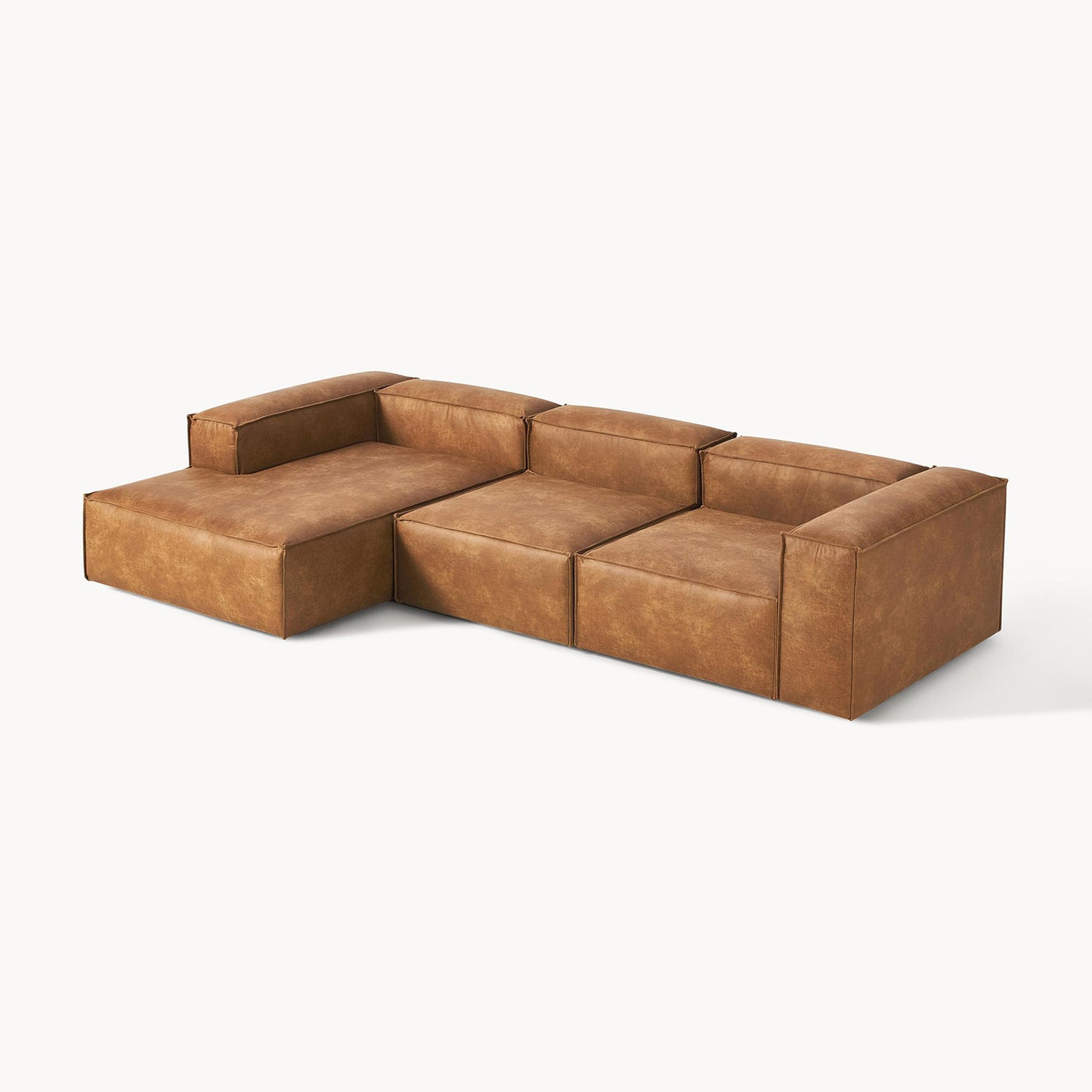ElegantEdge 3 Seater Faux Leather L Shaped Sofa