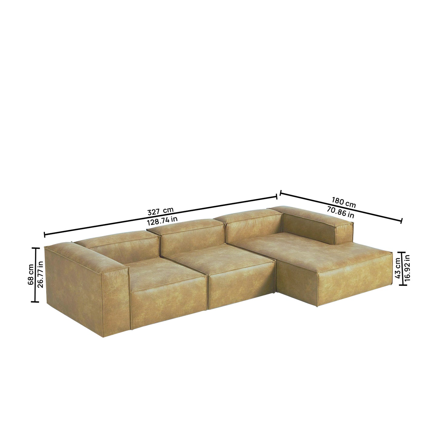 ElegantEdge 3 Seater Faux Leather L Shaped Sofa