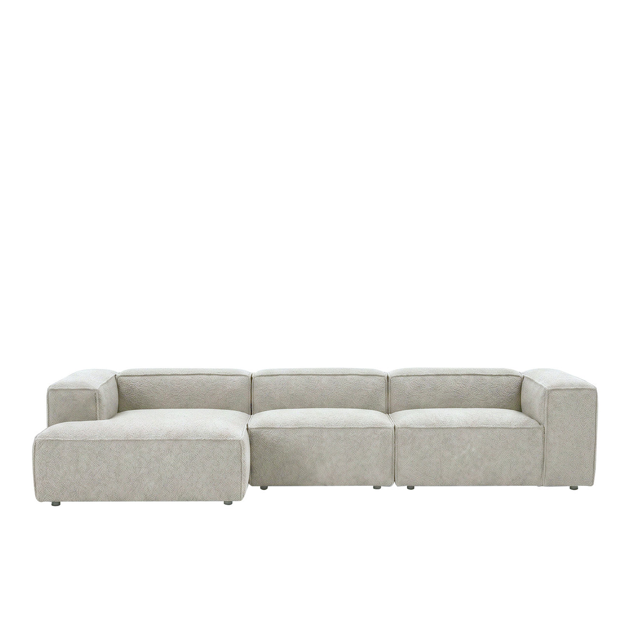 ElegantEdge 3 Seater White Boucle L Shaped Sofa