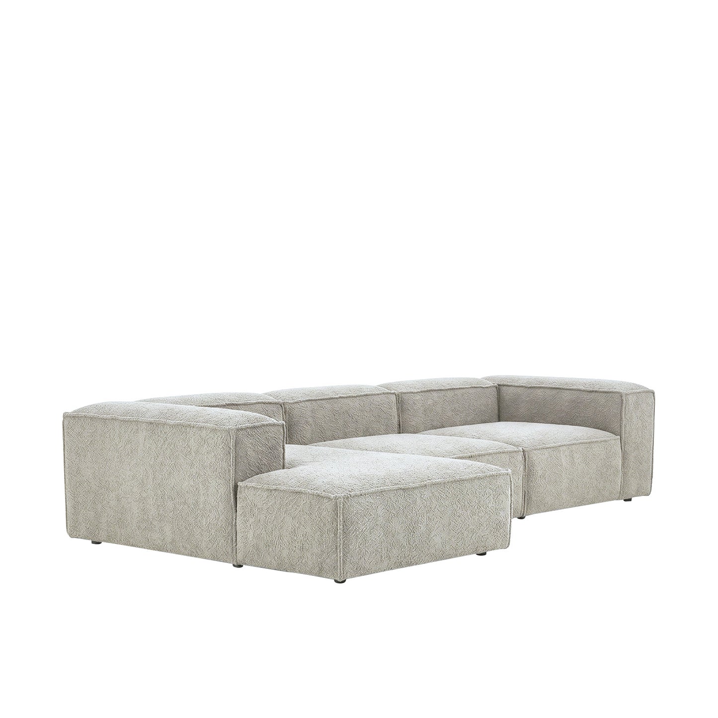 ElegantEdge 3 Seater White Boucle L Shaped Sofa