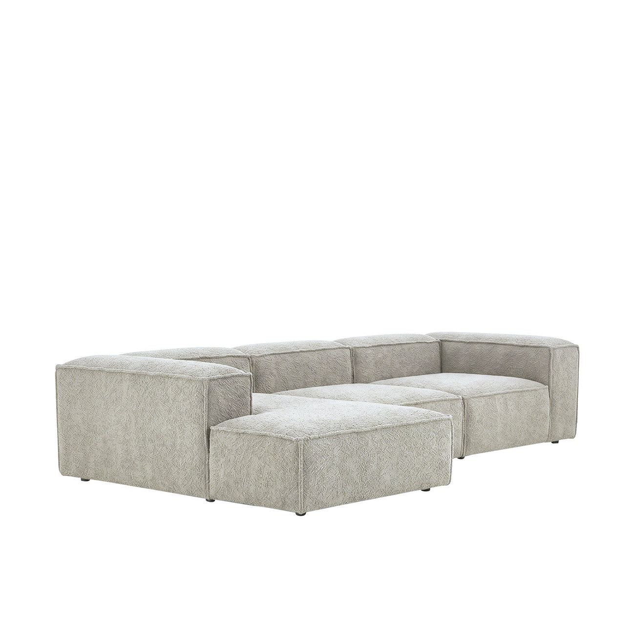 ElegantEdge 3 Seater White Boucle L Shaped Sofa