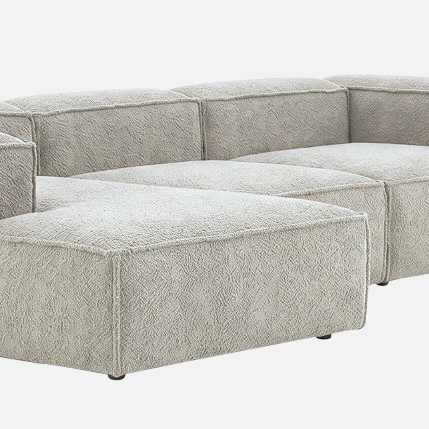 ElegantEdge 3 Seater White Boucle L Shaped Sofa
