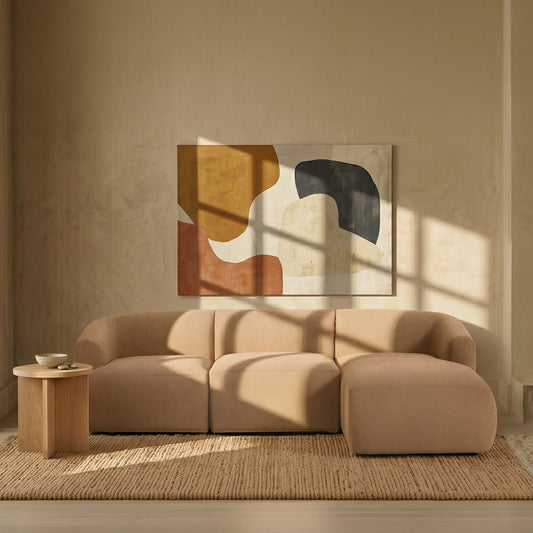 ZenLiving 3 Seater Beige Boucle L Shaped Sofa