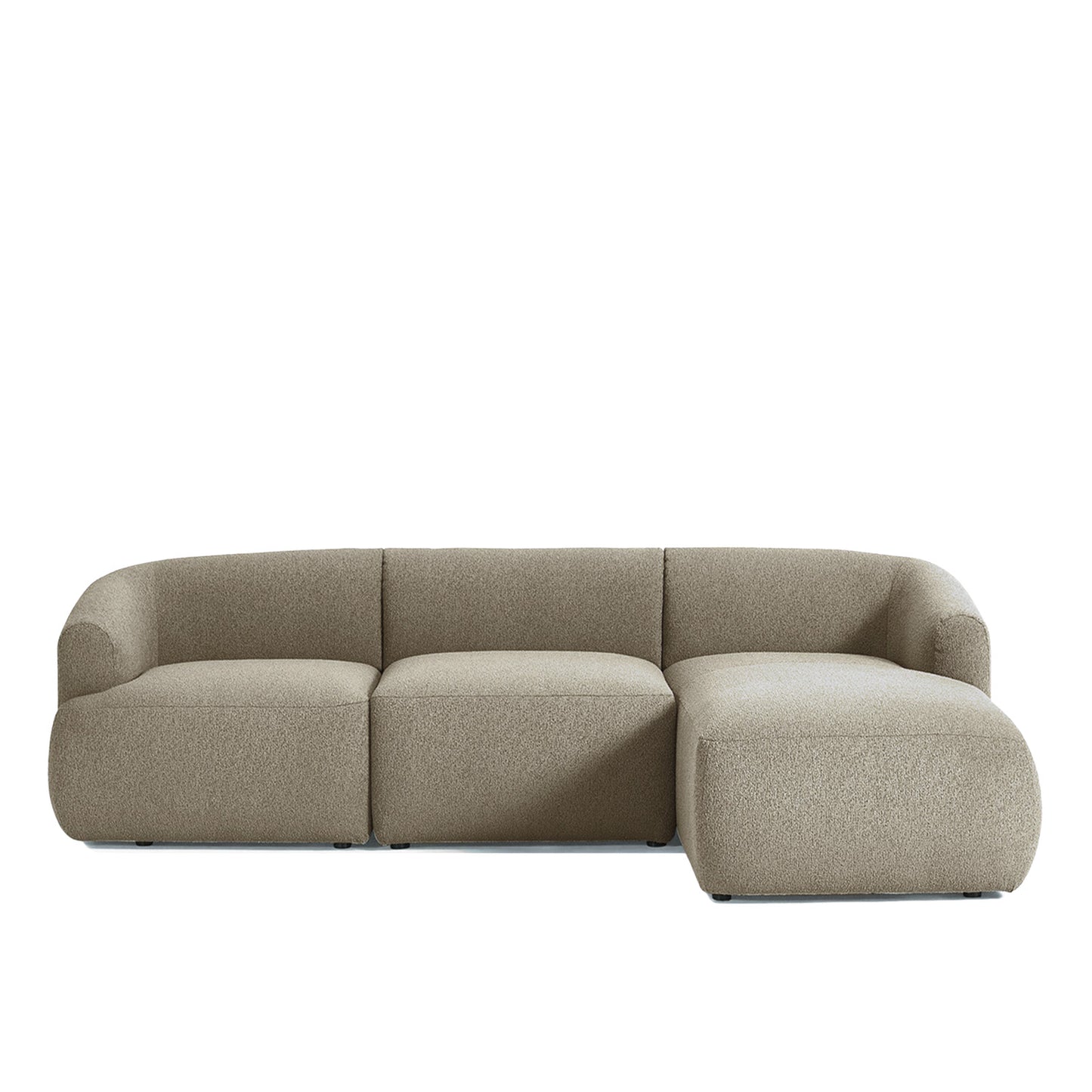 ZenLiving 3 Seater Creme Boucle L Shaped Sofa