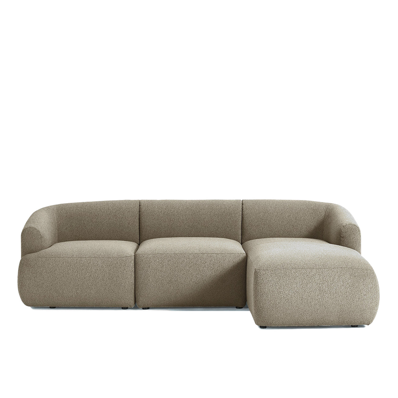 ZenLiving 3 Seater Creme Boucle L Shaped Sofa