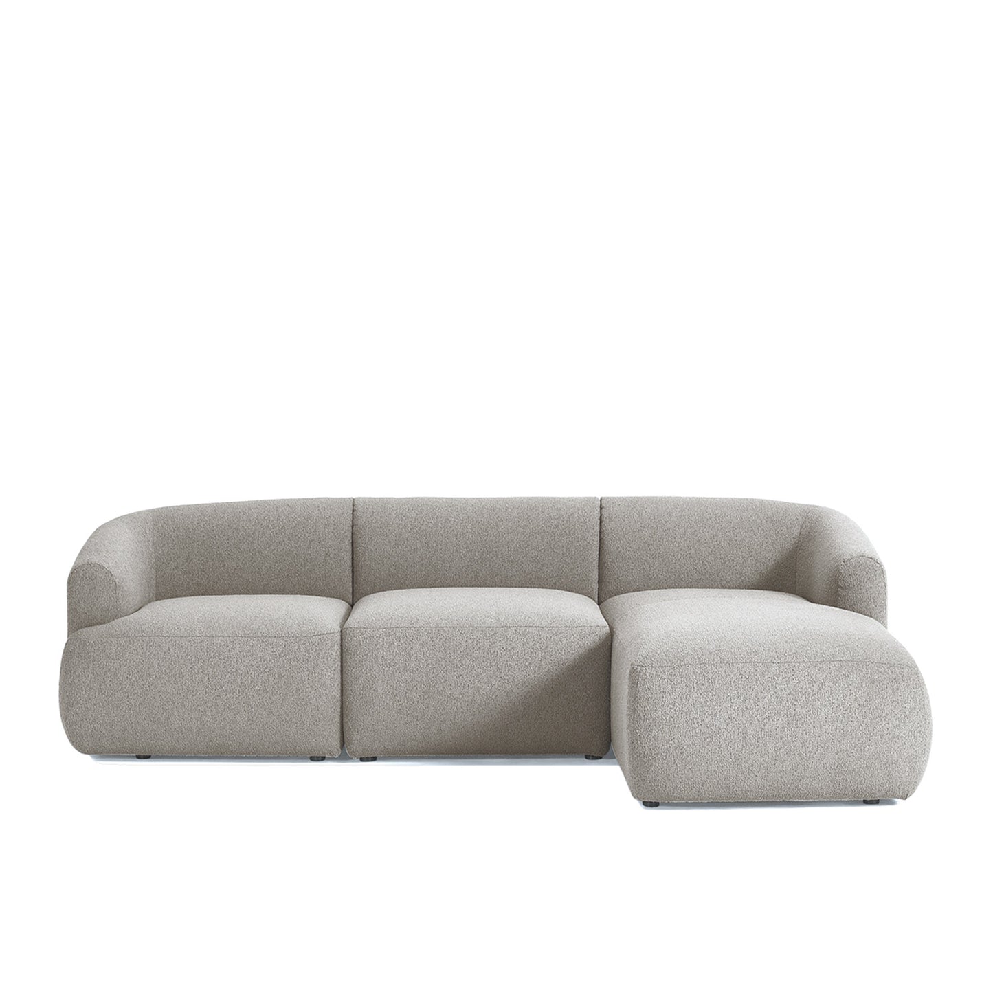 ZenLiving 3 Seater Grey Boucle L Shaped Sofa