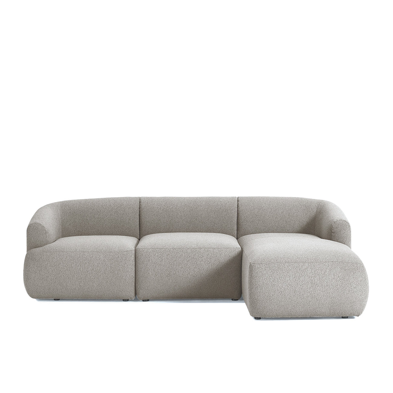 ZenLiving 3 Seater Grey Boucle L Shaped Sofa