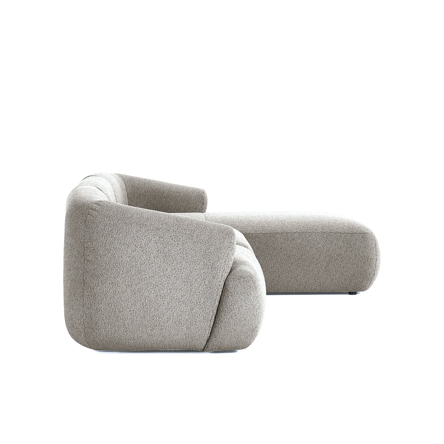 ZenLiving 3 Seater Grey Boucle L Shaped Sofa
