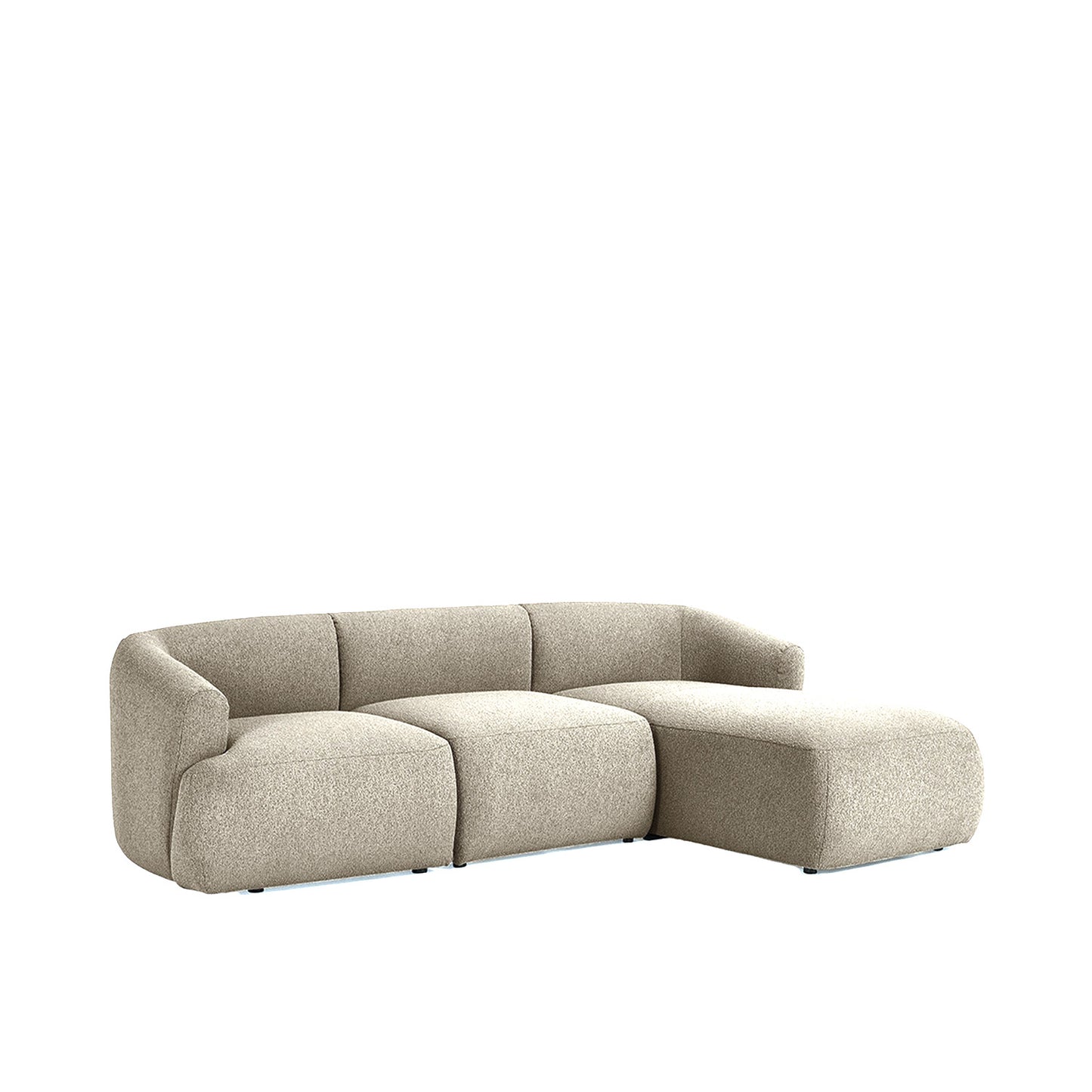 ZenLiving 3 Seater Grey Boucle L Shaped Sofa