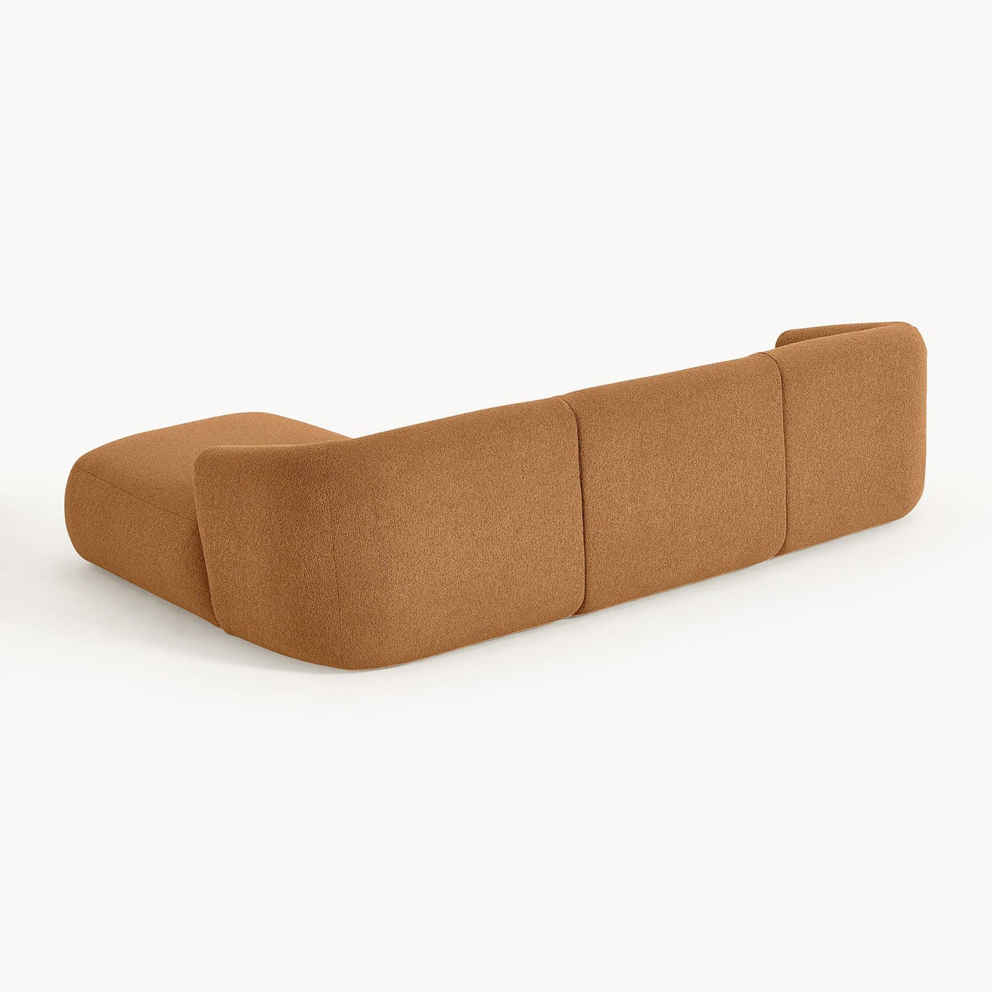 ZenLiving 3 Seater Tan Boucle L Shaped Sofa