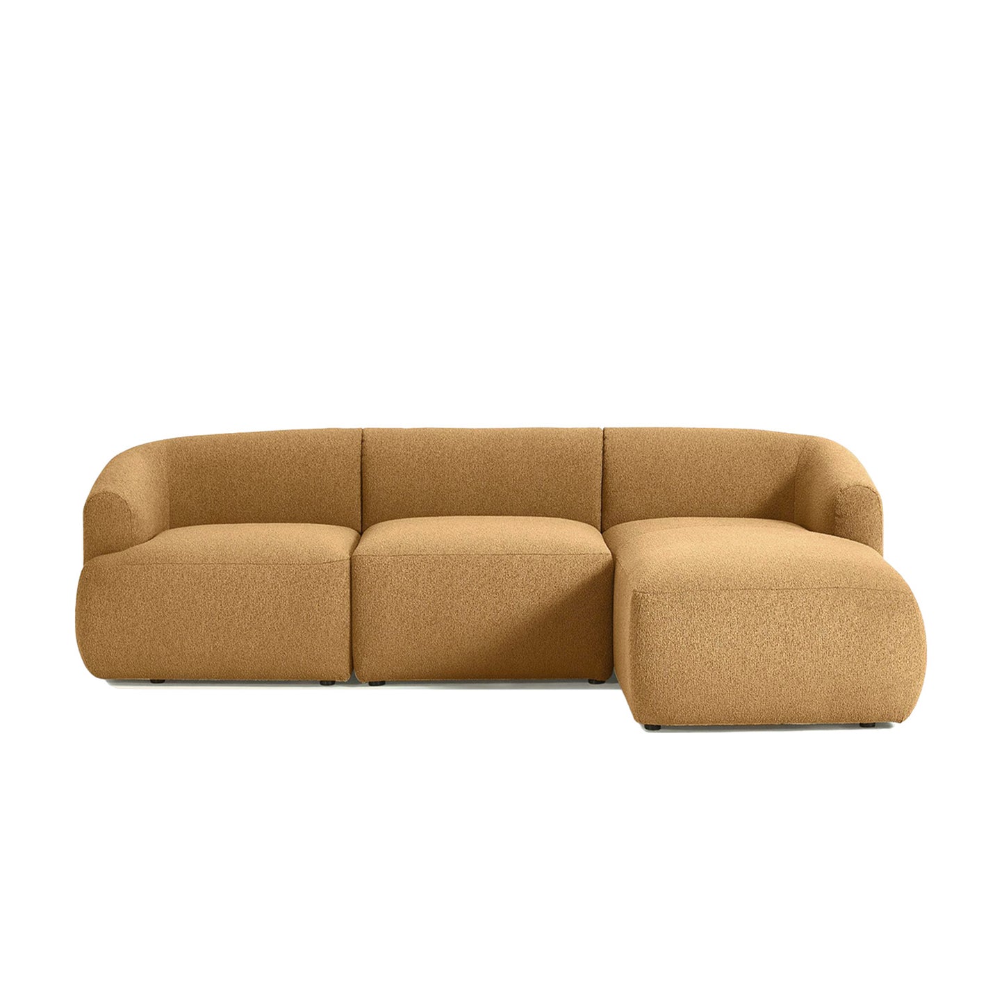 ZenLiving 3 Seater Tan Boucle L Shaped Sofa