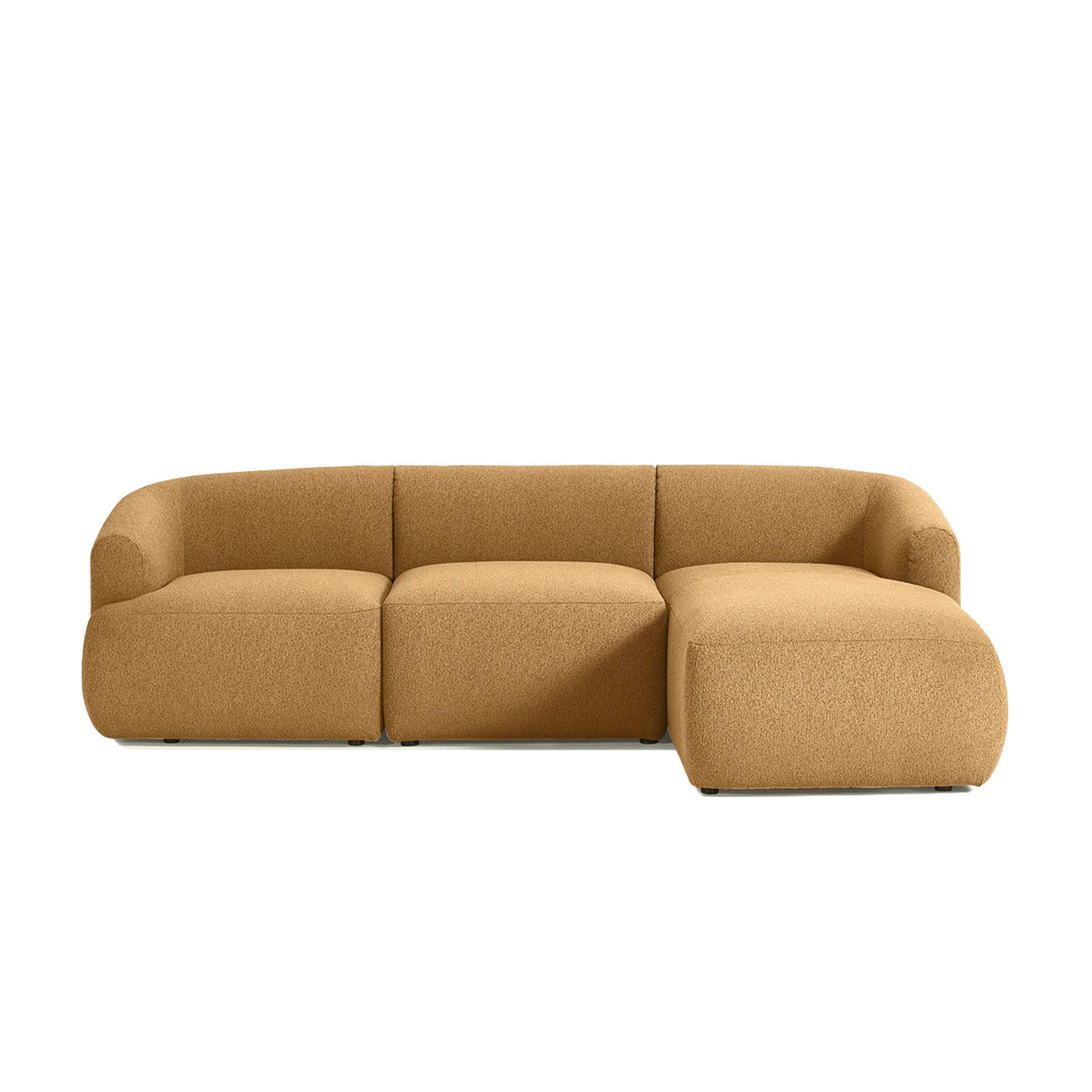 ZenLiving 3 Seater Tan Boucle L Shaped Sofa