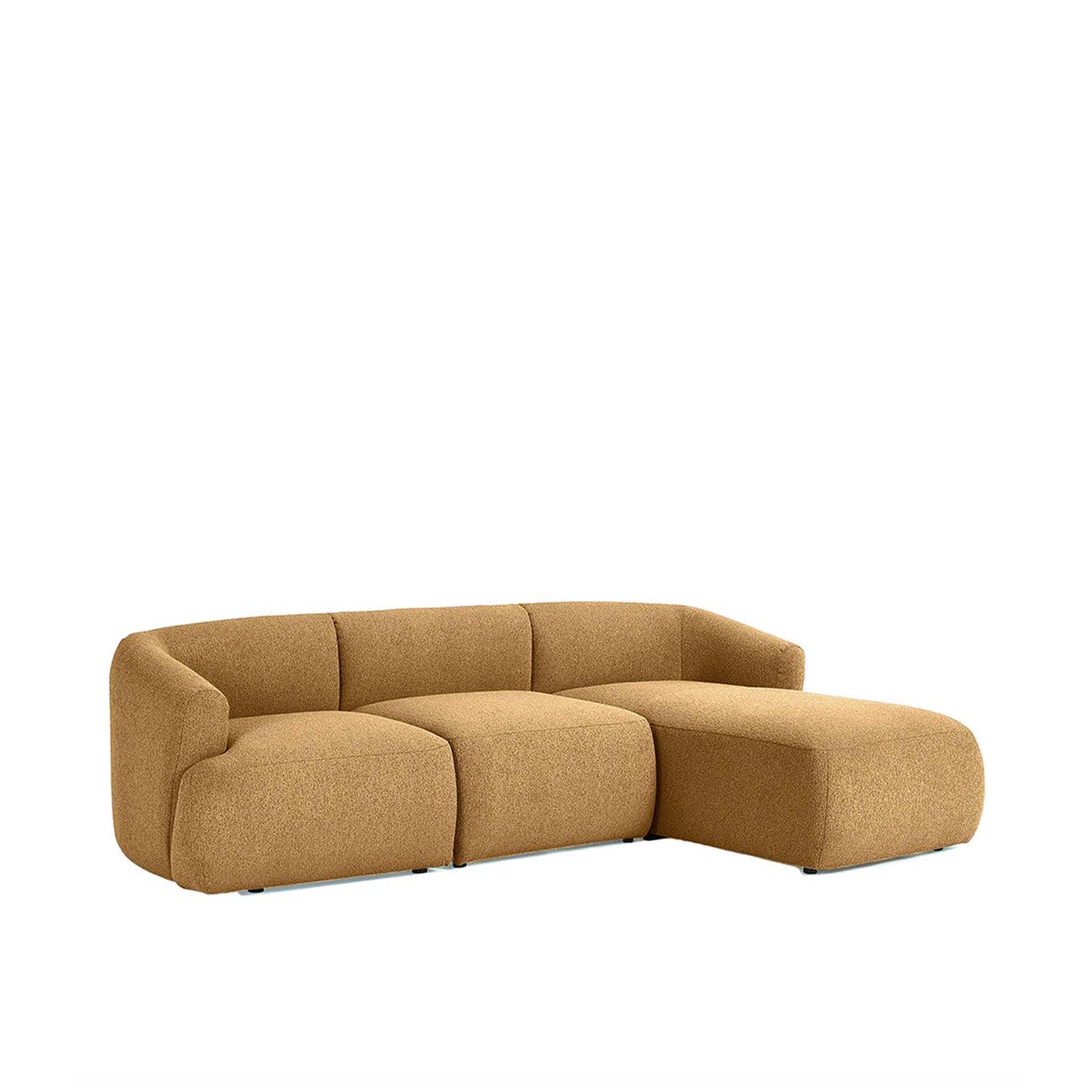ZenLiving 3 Seater Tan Boucle L Shaped Sofa