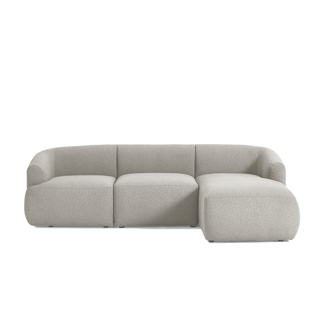 ZenLiving 3 Seater White Boucle L Shaped Sofa