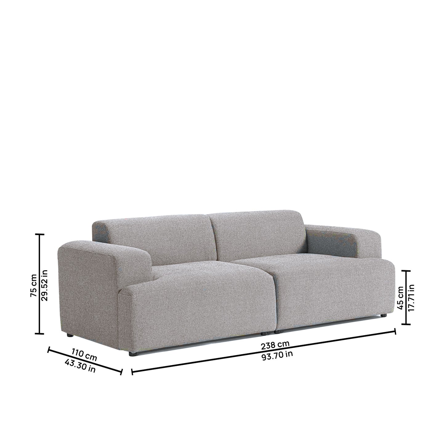 ComfortHaven 2 Seater Sofa Dark Grey
