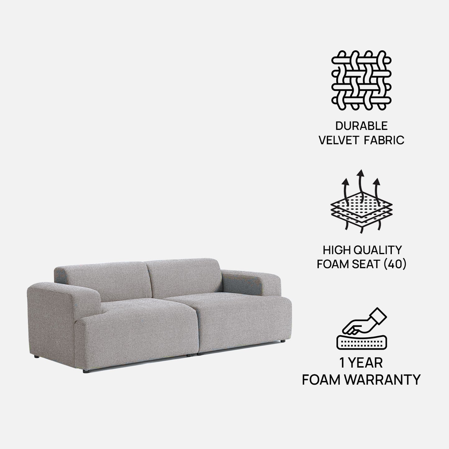 ComfortHaven 2 Seater Sofa Dark Grey