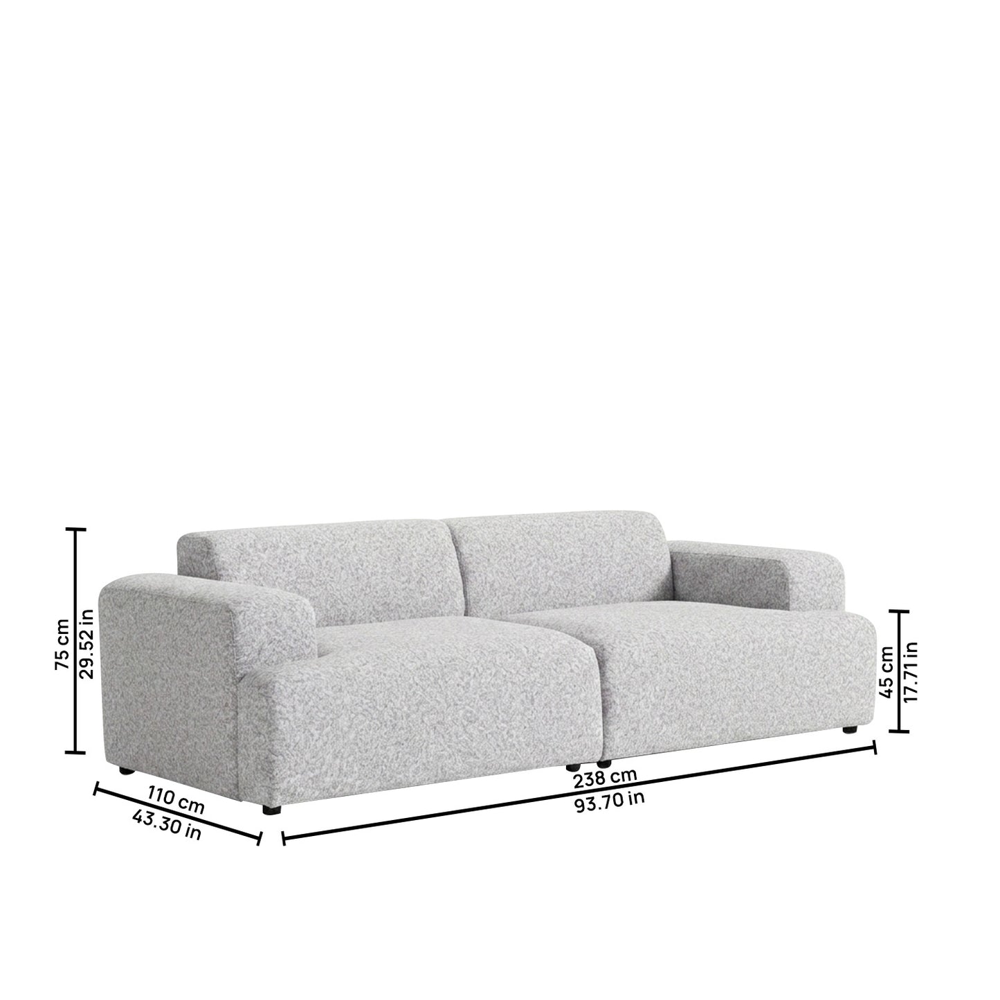 ComfortHaven 2 Seater Sofa Grey