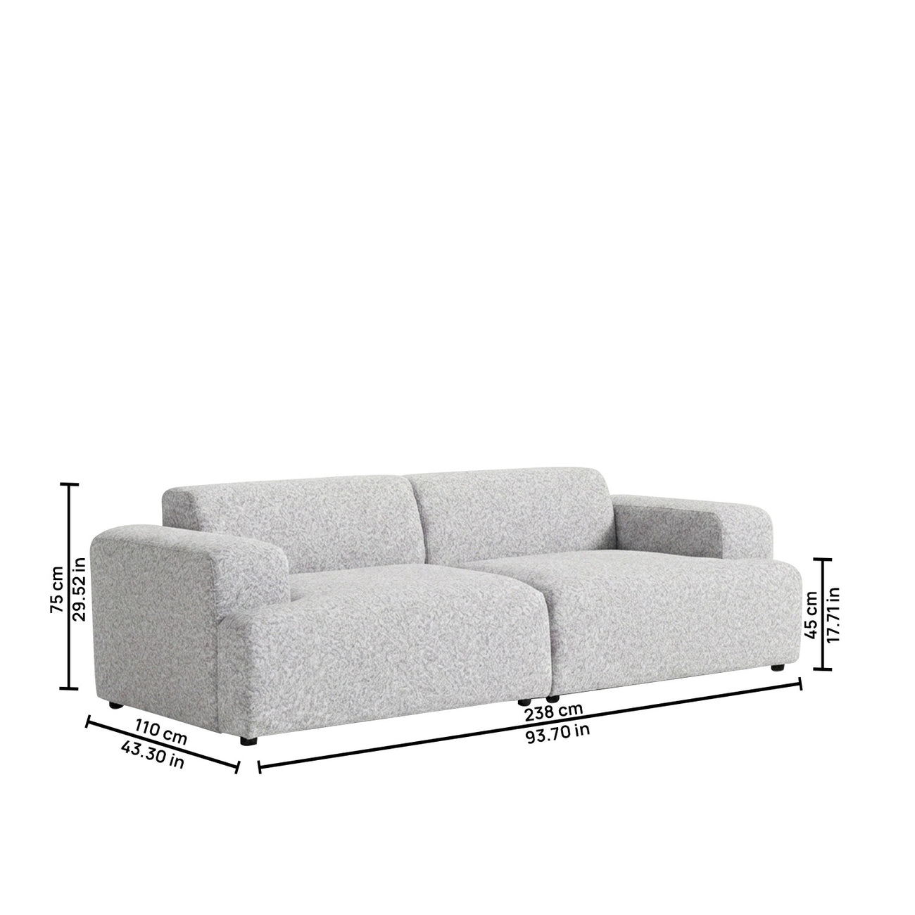 ComfortHaven 2 Seater Sofa Grey