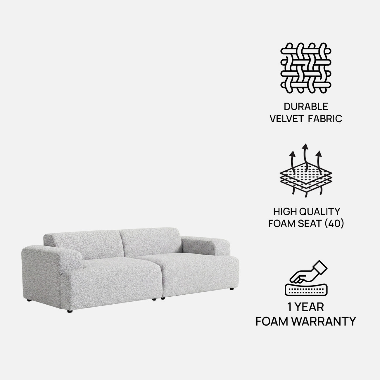 ComfortHaven 2 Seater Sofa Grey
