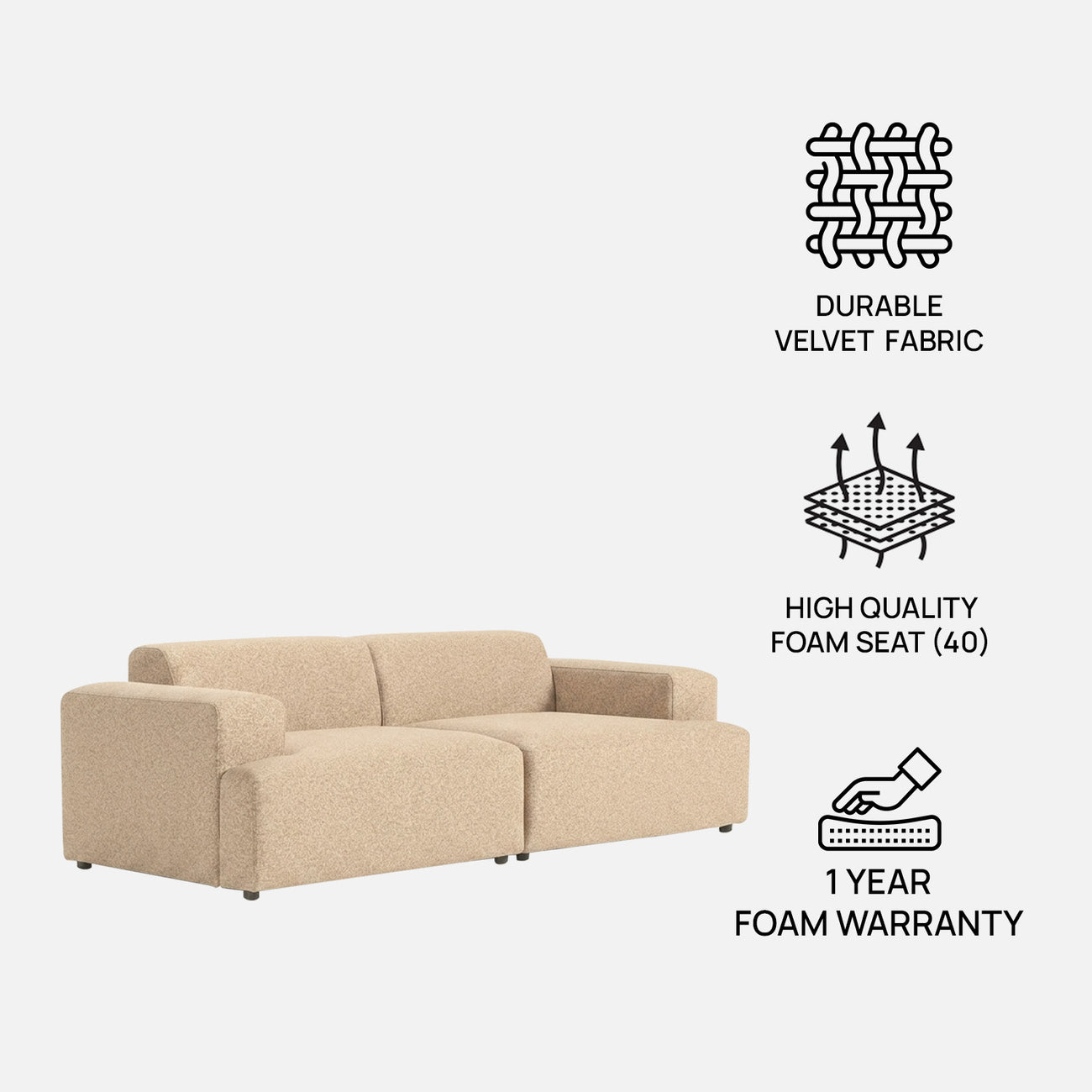 ComfortHaven 2 Seater Sofa Mouse Grey