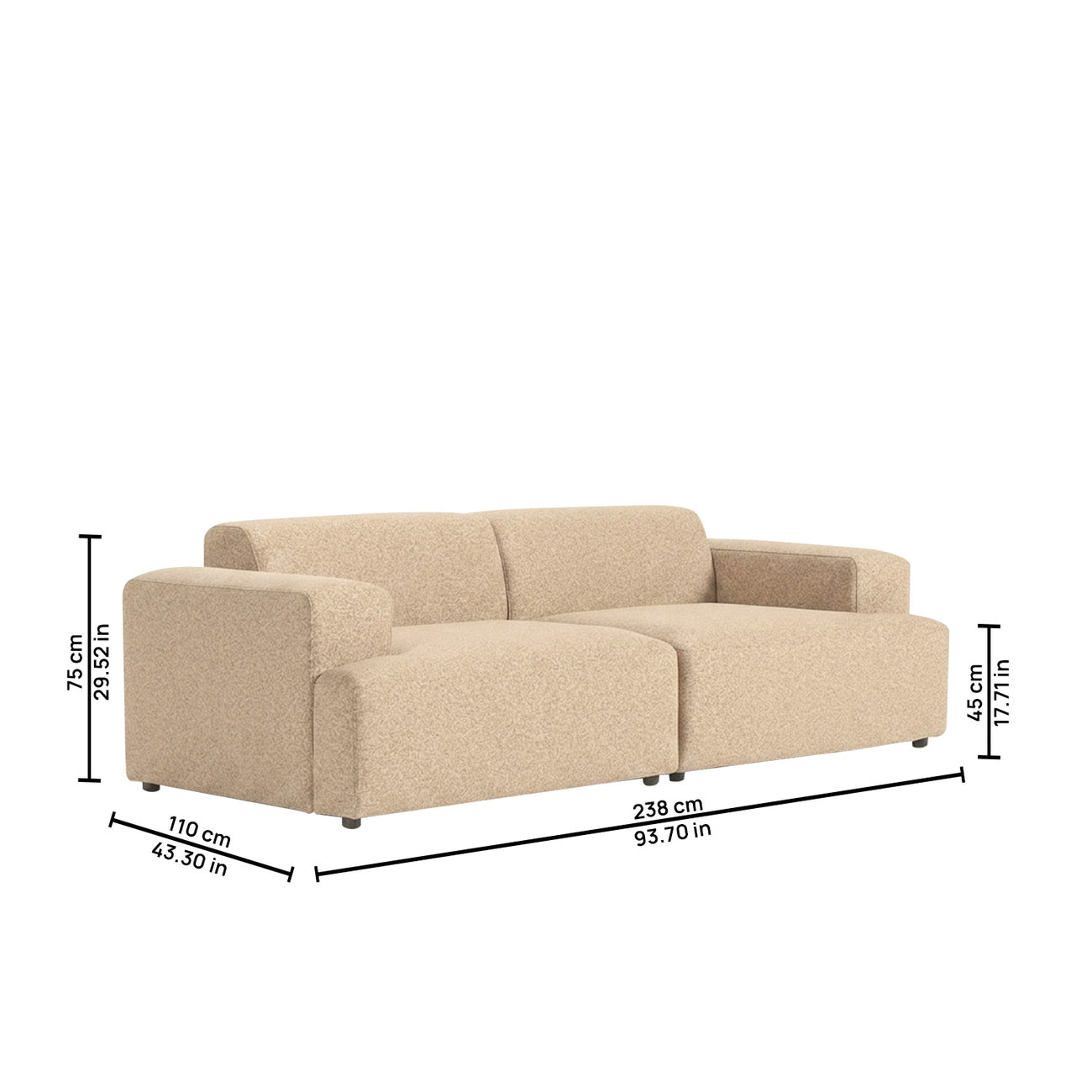 ComfortHaven 2 Seater Sofa Mouse Grey