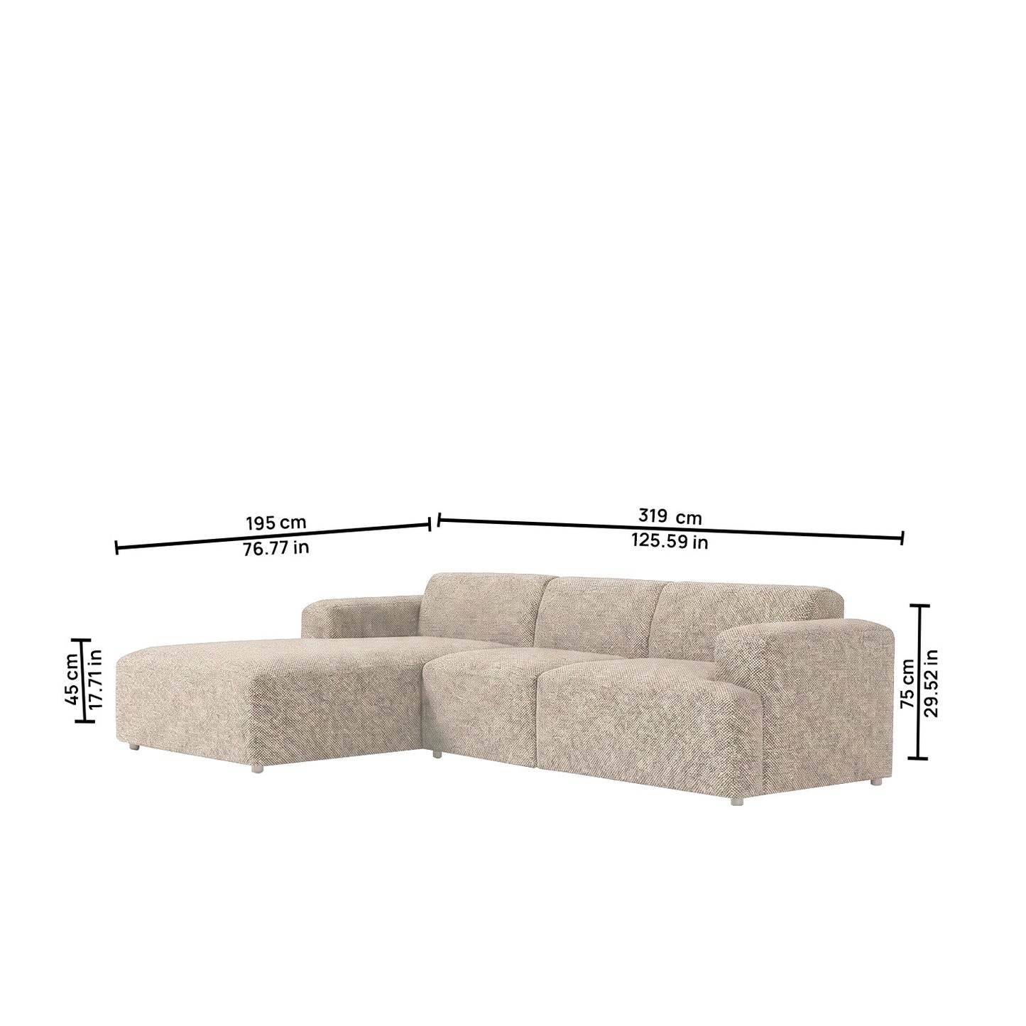 ComfortHaven 3 Seater L Shaped Sofa Mouse Grey