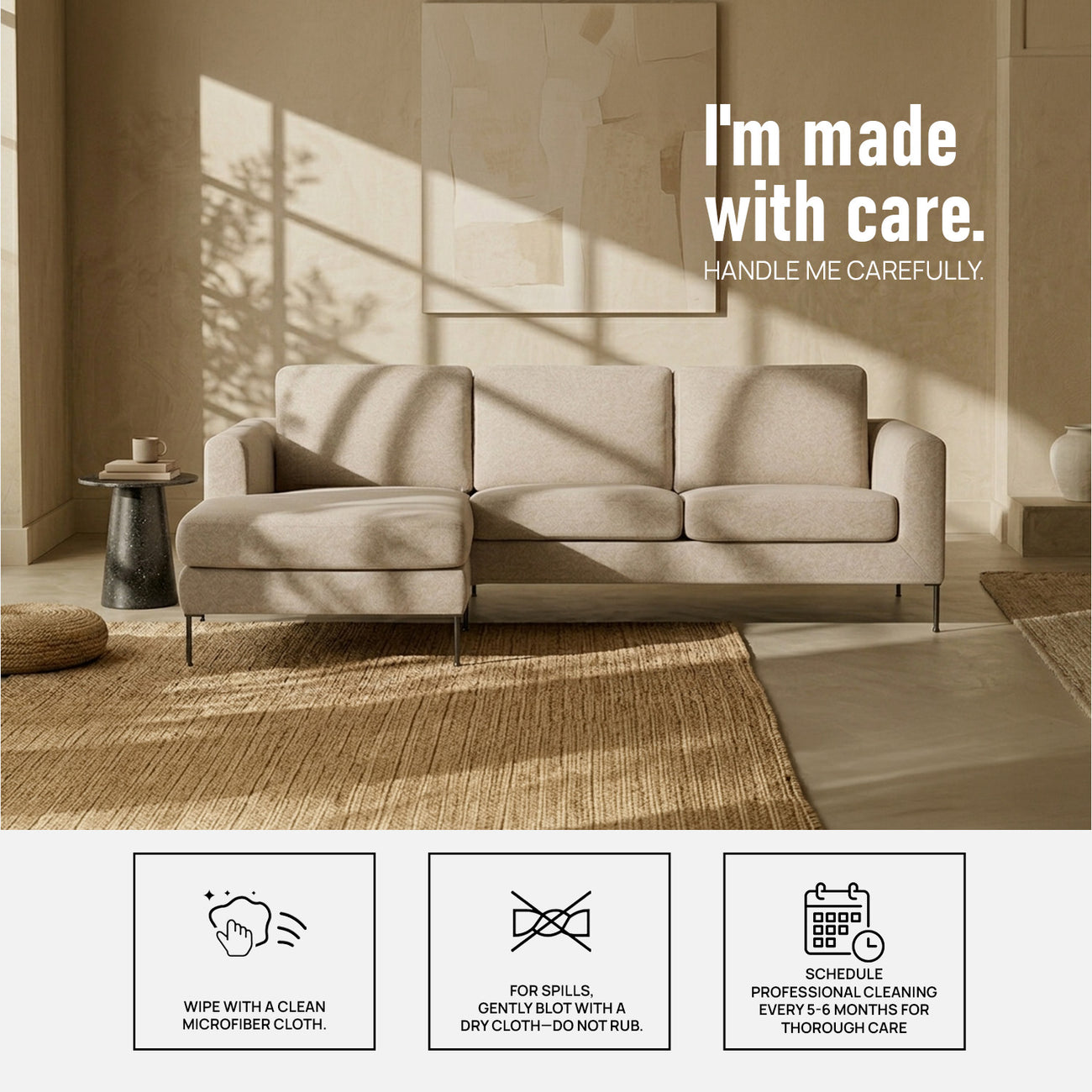 ModernElegance L Shaped 3 Seater Sofa Creme