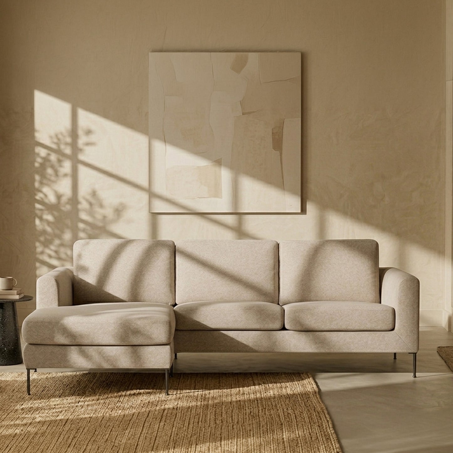 ModernElegance L Shaped 3 Seater Sofa Creme